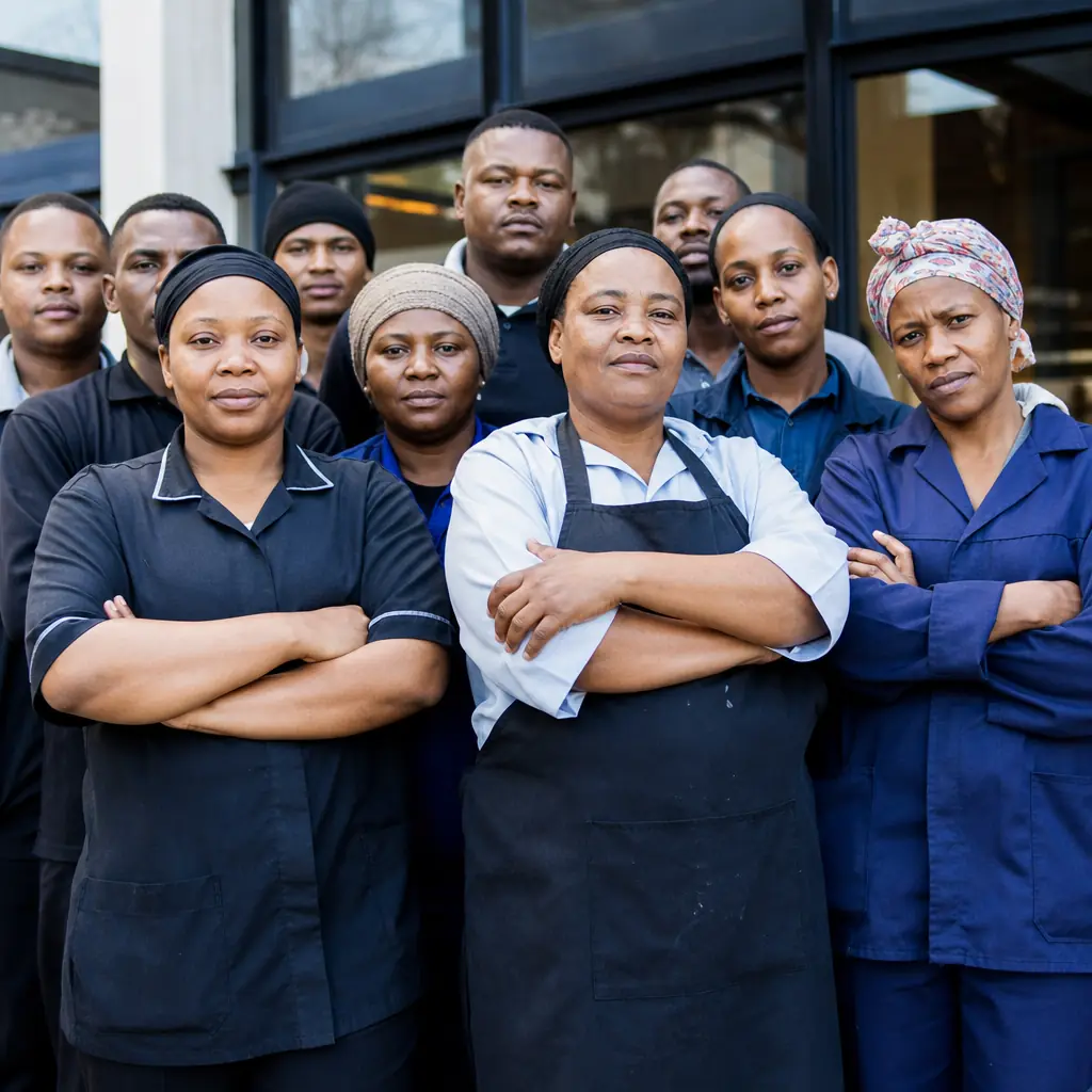 South African low-wage workers standing together for fair pay